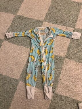 Little Sleepies Light Blue Banana Print Footed One-Piece